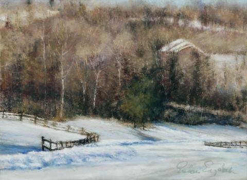 Blanketed In Snow 9 x 12 pastel