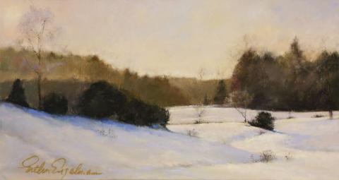 Landscape In White 7 x 13 pastel