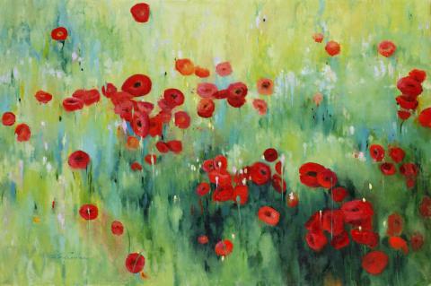 Red Poppies 24 x 36 oil