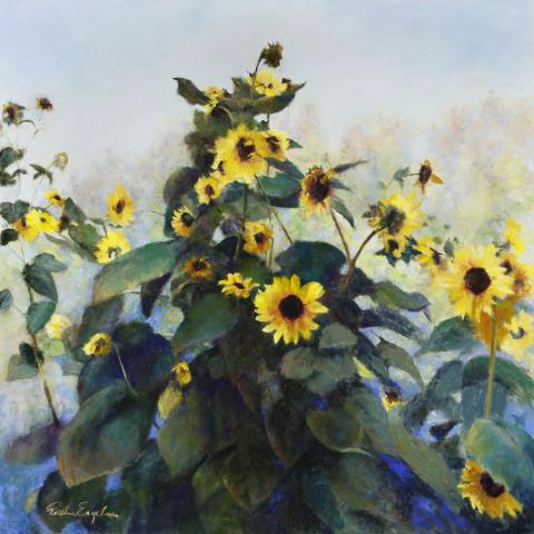 Sunflowers 30 x 30 pastel